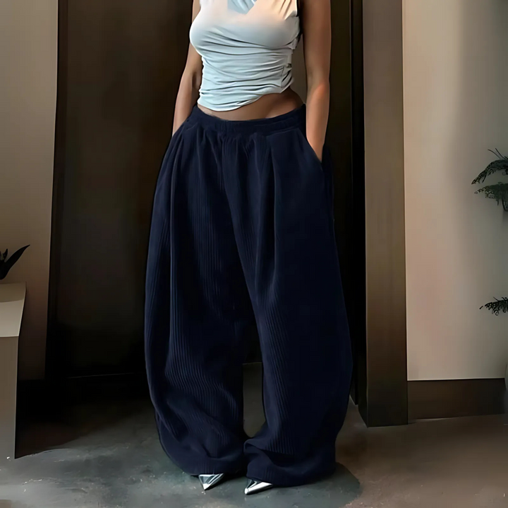 RAMY™ - Pantalon ample décontracté à taille haute et jambes larges