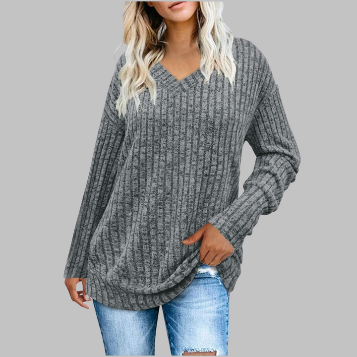 KASHA™ - Pull décontracté à manches longues et col en V
