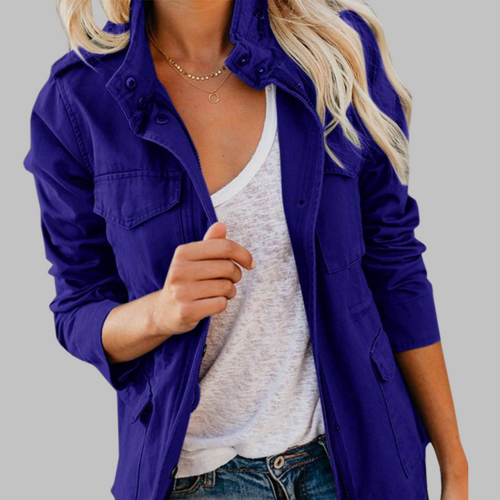 OLGA™ - Veste militaire vintage à fermeture éclair et boutons