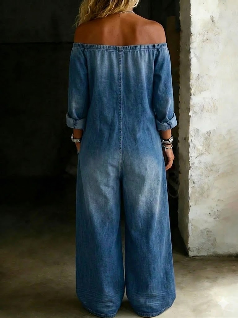 Cheryl | Denim Off-Shoulder Jumpsuit