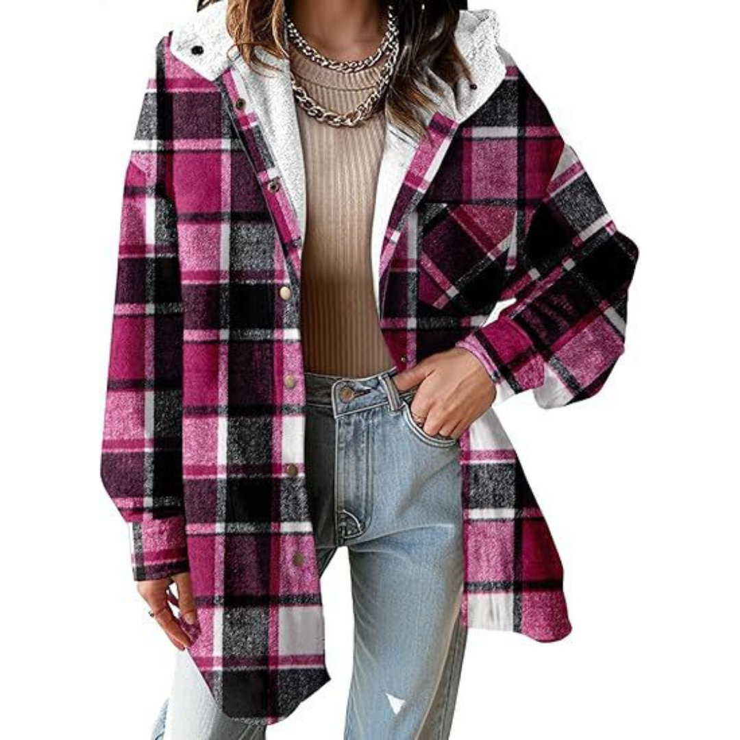 TALLULAH™ - Veste à carreaux à capuche coupe décontractée