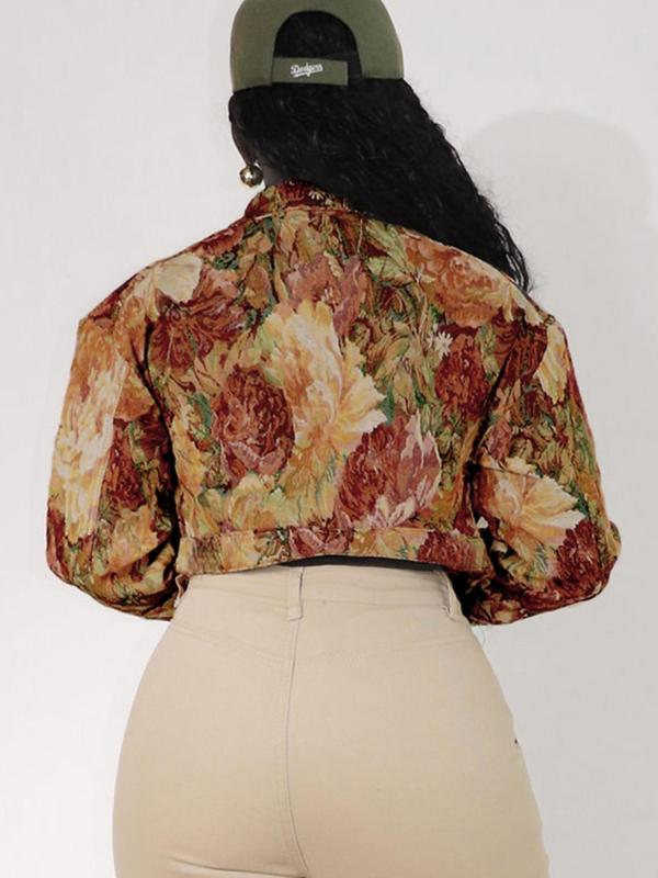 SIDA™ - Veste courte à manches longues et imprimé floral chic