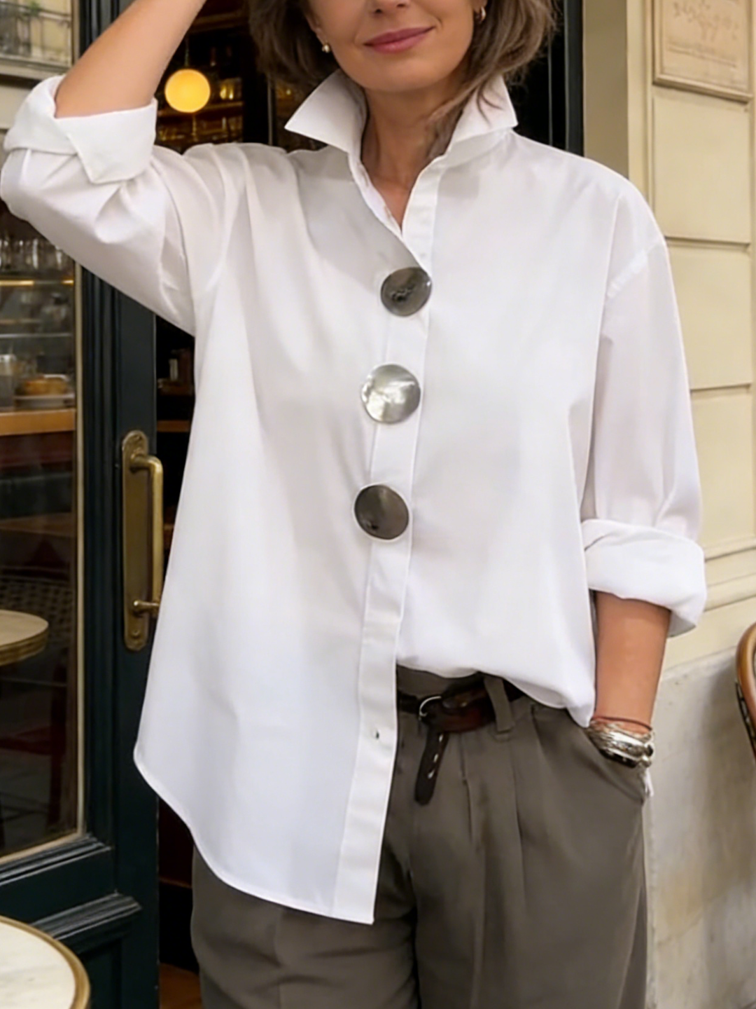 Glenda | Stand Collar Button Blouse