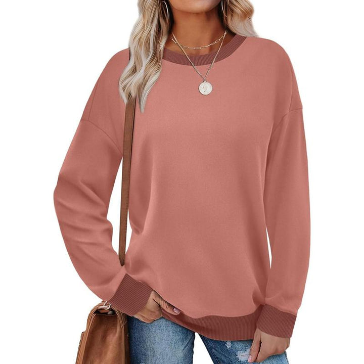 MARGARET™ - Sweat-shirt tunique à manches longues et col rond avec bordure contrastée