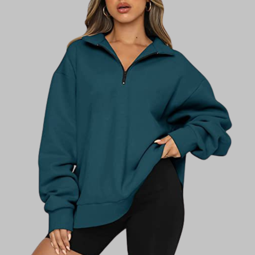 TENLEY™ - Sweat-shirt décontracté oversize à manches longues et demi-zip