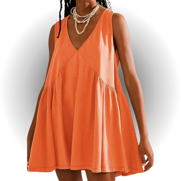 GARNETH™ – Robe mini d'été décontractée sans manches à col en V