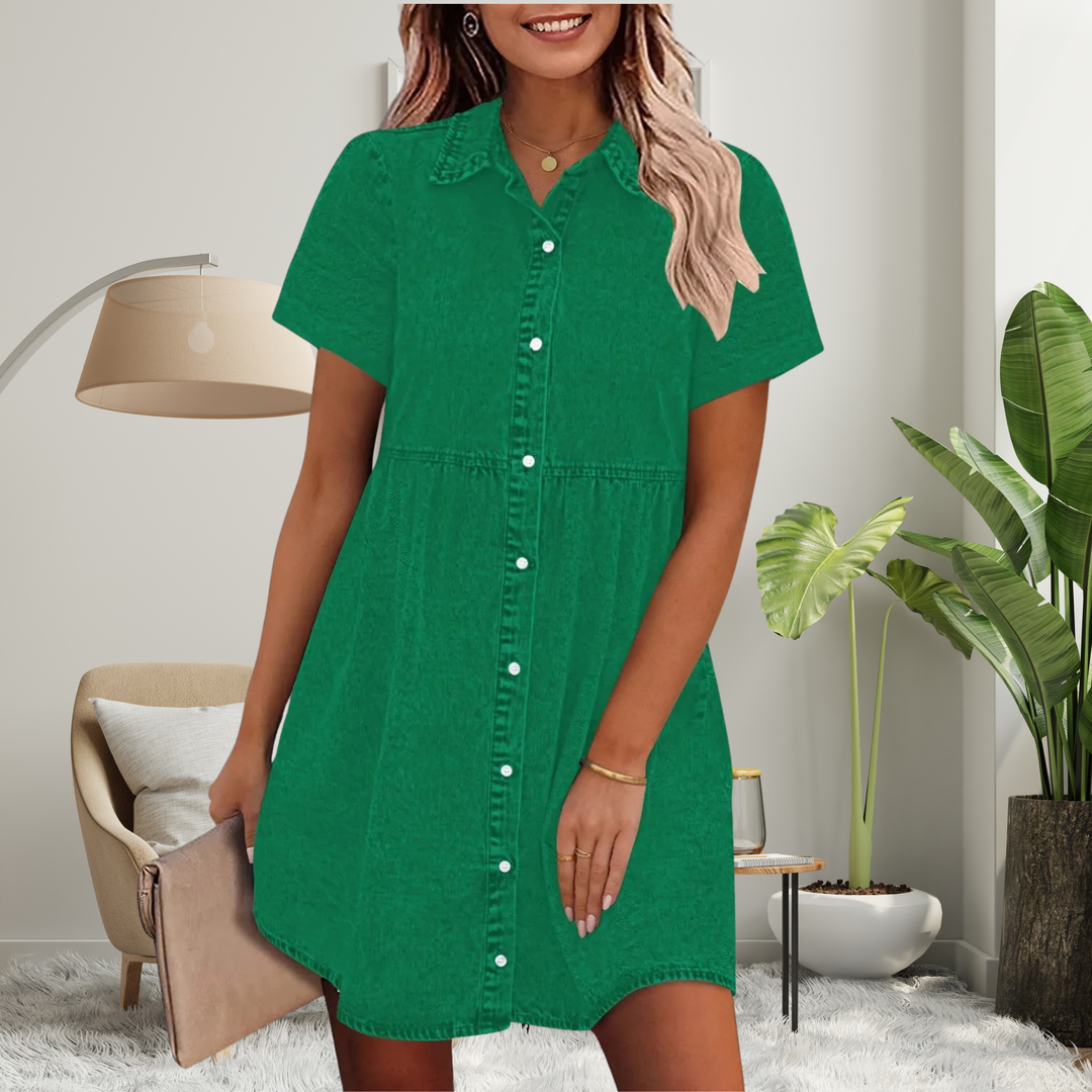 HADASSAH™ - Robe courte classique à manches courtes et boutons