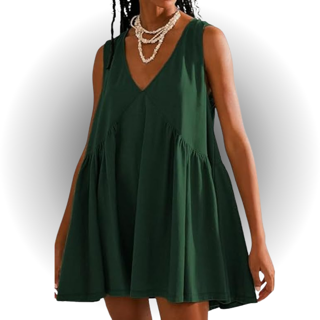 GARNETH™ – Robe mini d'été décontractée sans manches à col en V