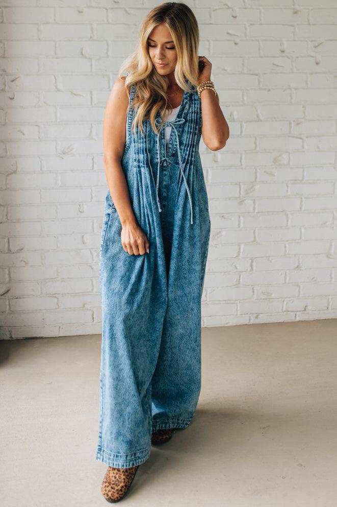 Sandra | Vintage Wash Denim Jumpsuit