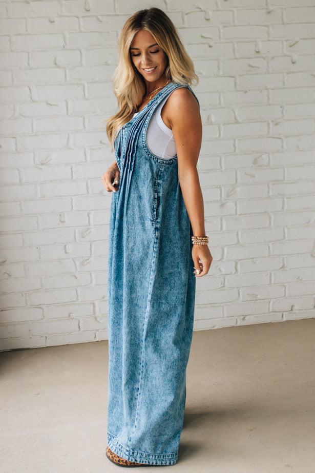 Sandra | Vintage Wash Denim Jumpsuit