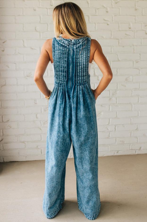 Sandra | Vintage Wash Denim Jumpsuit
