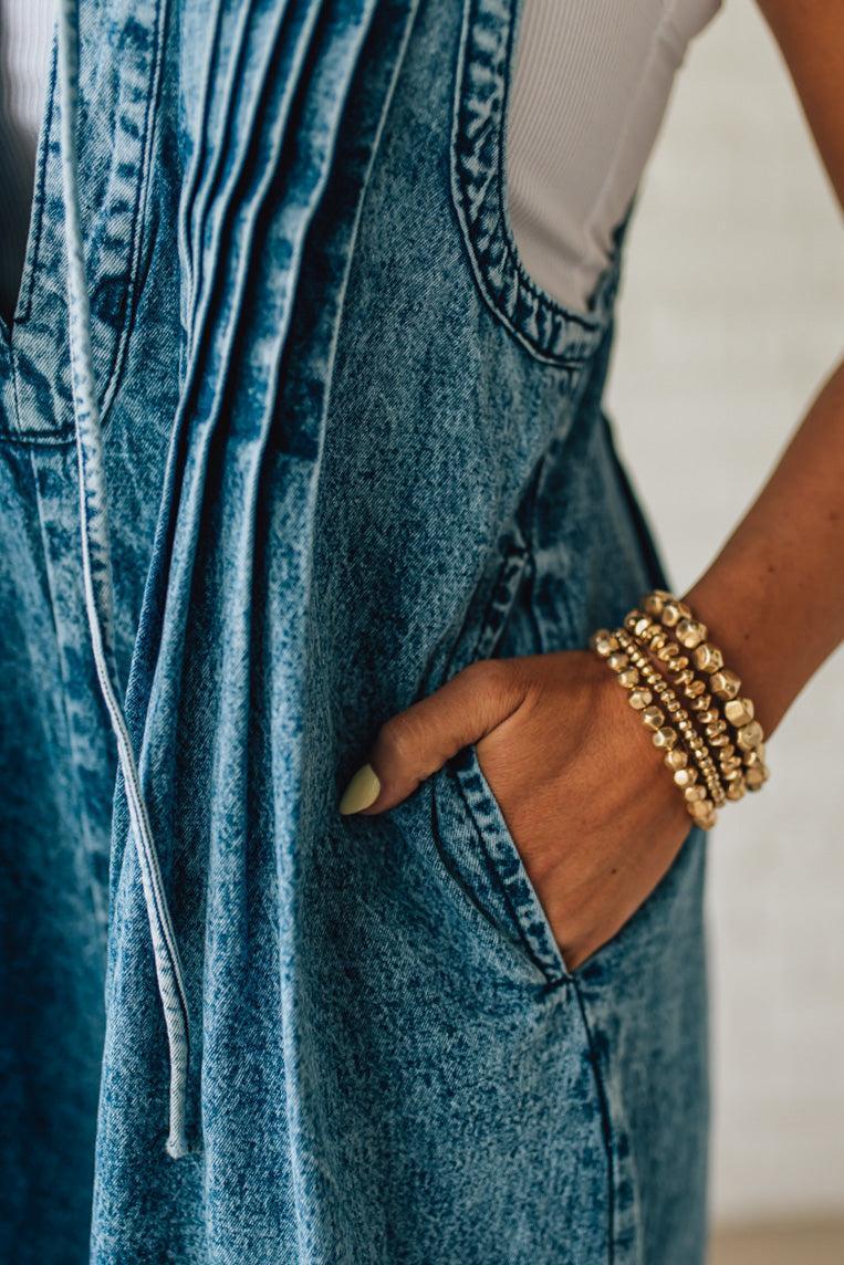 Sandra | Vintage Wash Denim Jumpsuit