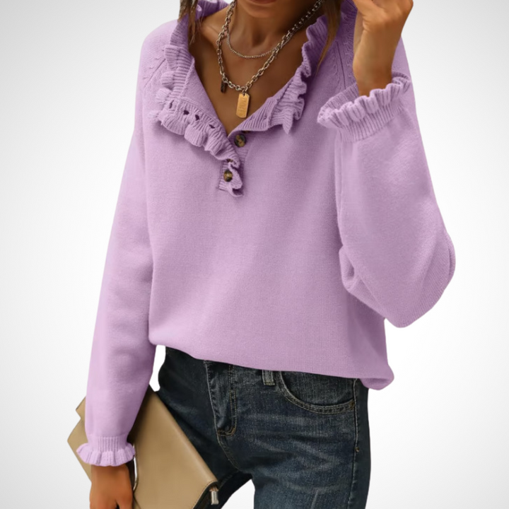 WYNN™ - Pull chic à manches longues et demi-boutons