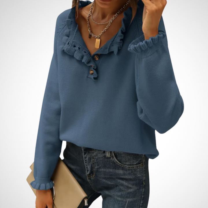 WYNN™ - Pull chic à manches longues et demi-boutons
