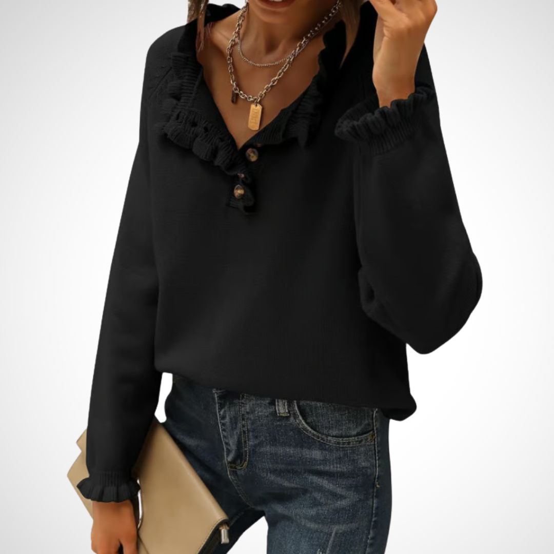 WYNN™ - Pull chic à manches longues et demi-boutons