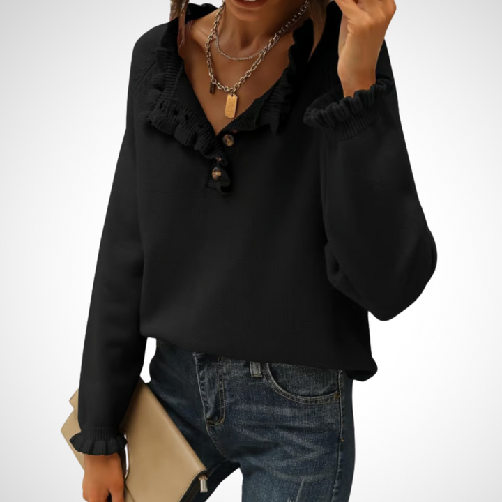 WYNN™ - Pull chic à manches longues et demi-boutons