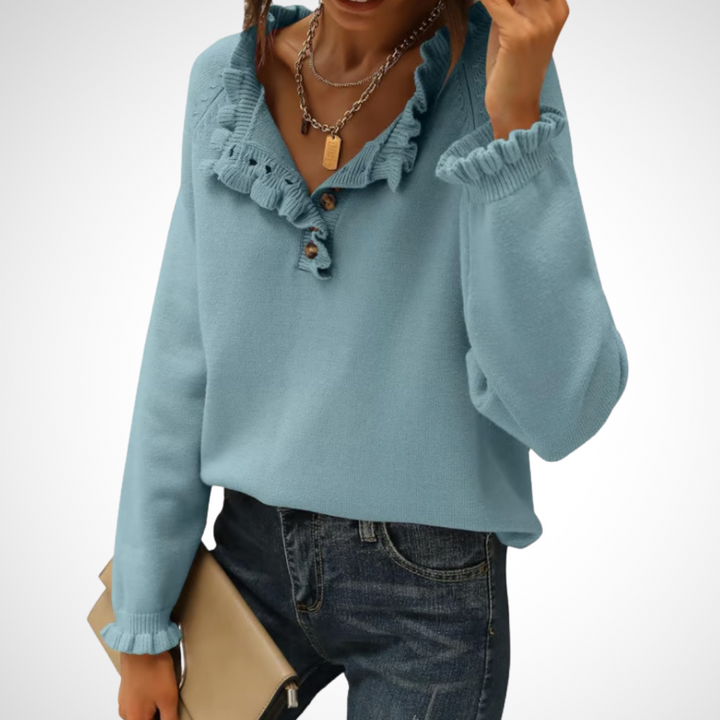 WYNN™ - Pull chic à manches longues et demi-boutons