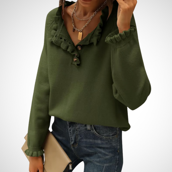 WYNN™ - Pull chic à manches longues et demi-boutons