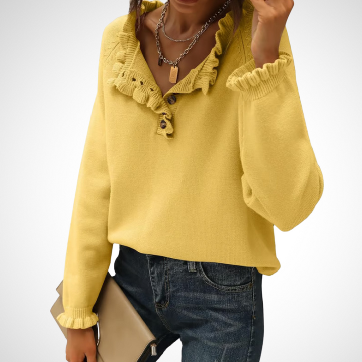 WYNN™ - Pull chic à manches longues et demi-boutons