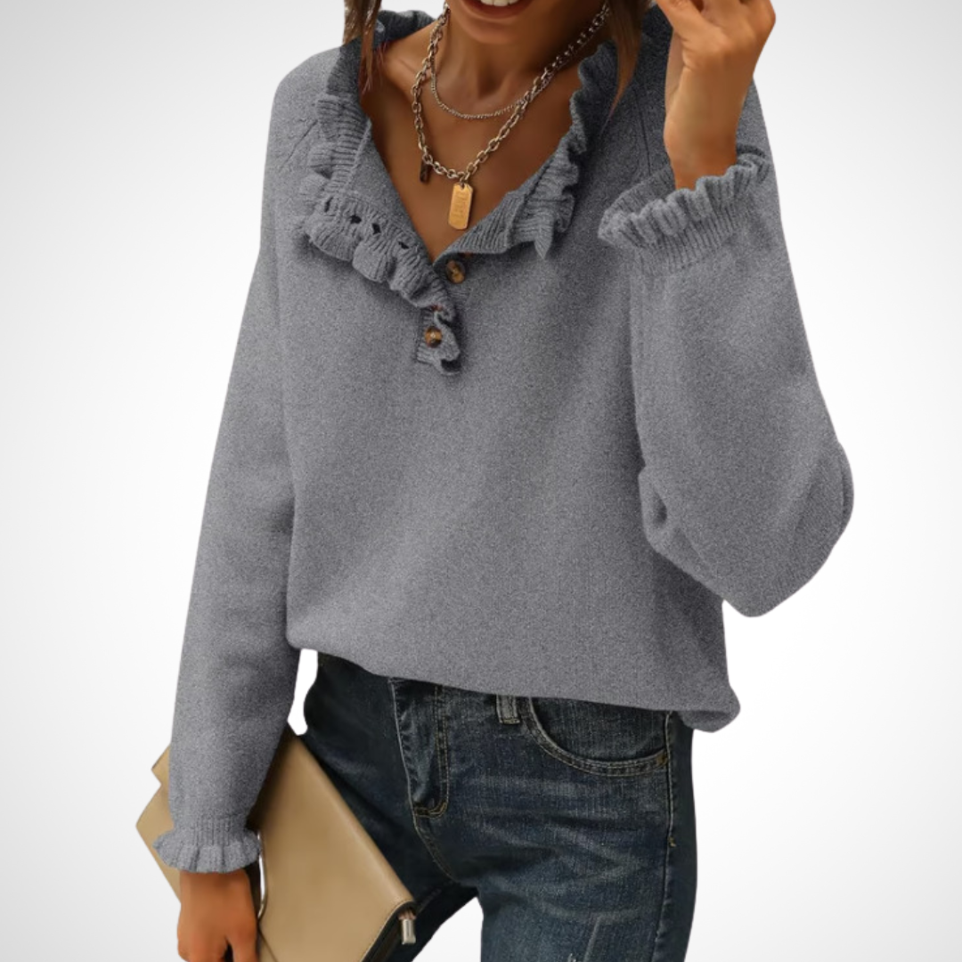 WYNN™ - Pull chic à manches longues et demi-boutons