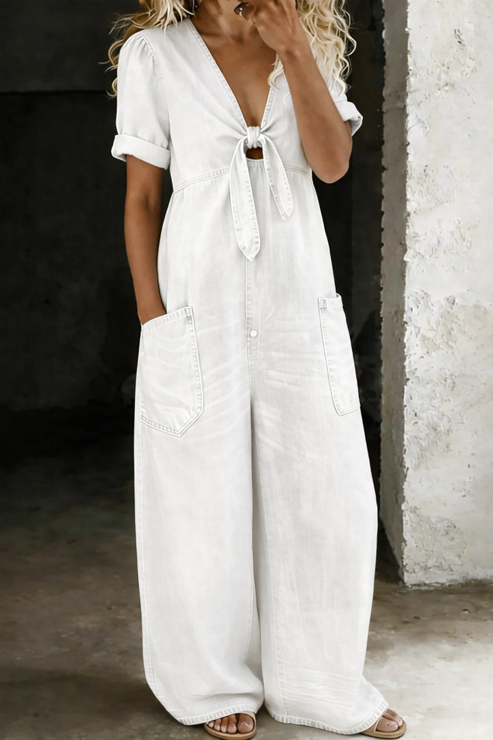 Lena | Relaxed Denim Wide-Leg Jumpsuit