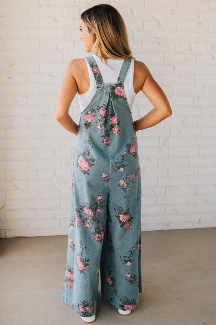 Bibi | Floral Print Denim Overalls
