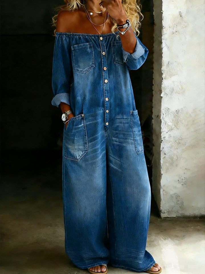 Cheryl | Denim Off-Shoulder Jumpsuit