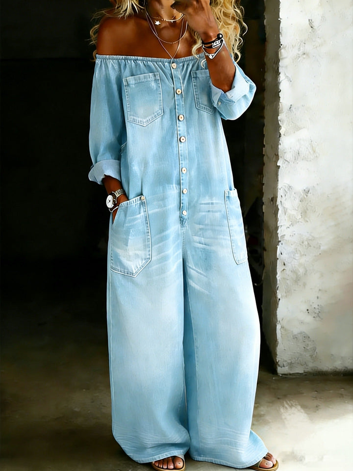 Cheryl | Denim Off-Shoulder Jumpsuit