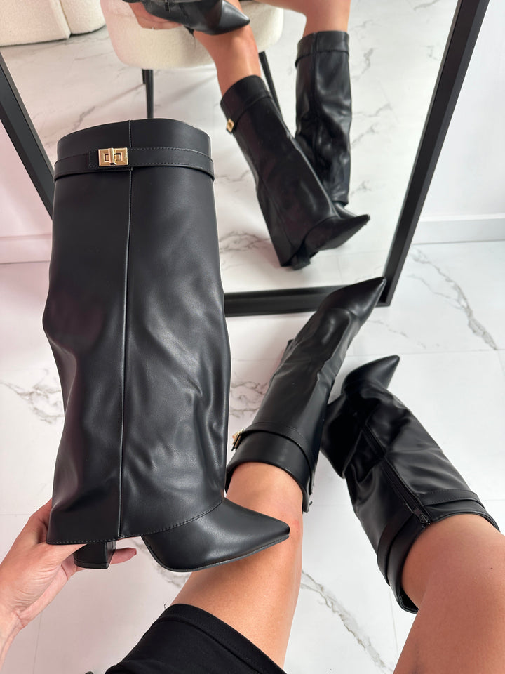 Bottes en cuir noir SERENA™
