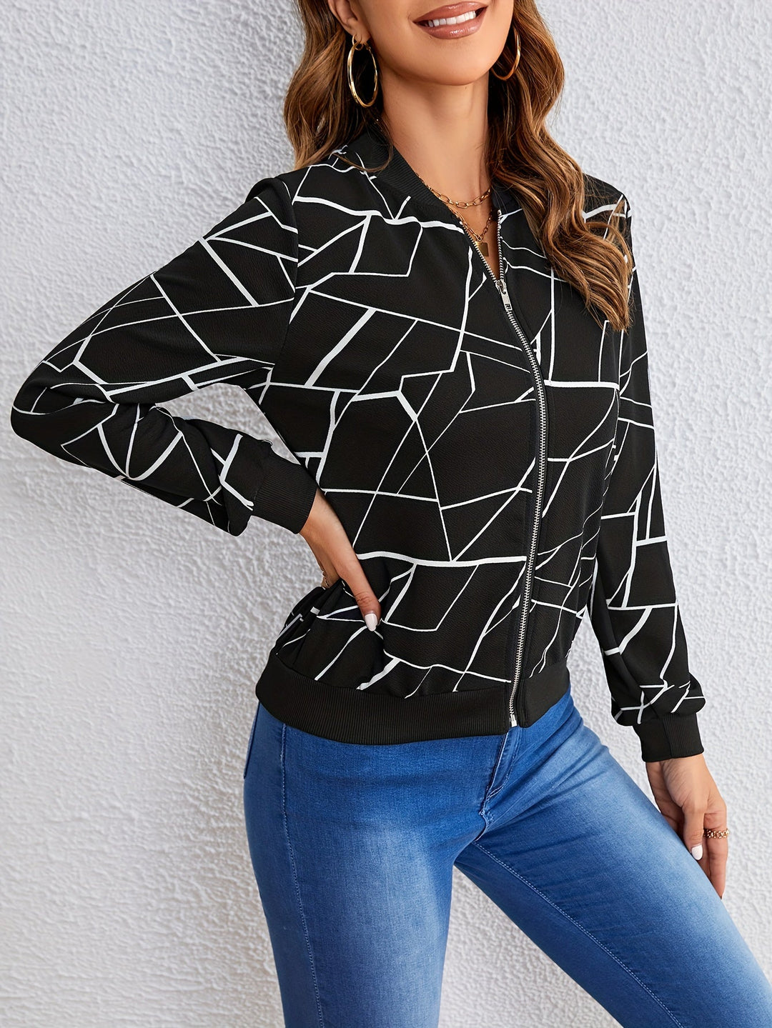 MILA™ | Veste zippée à motif artistique