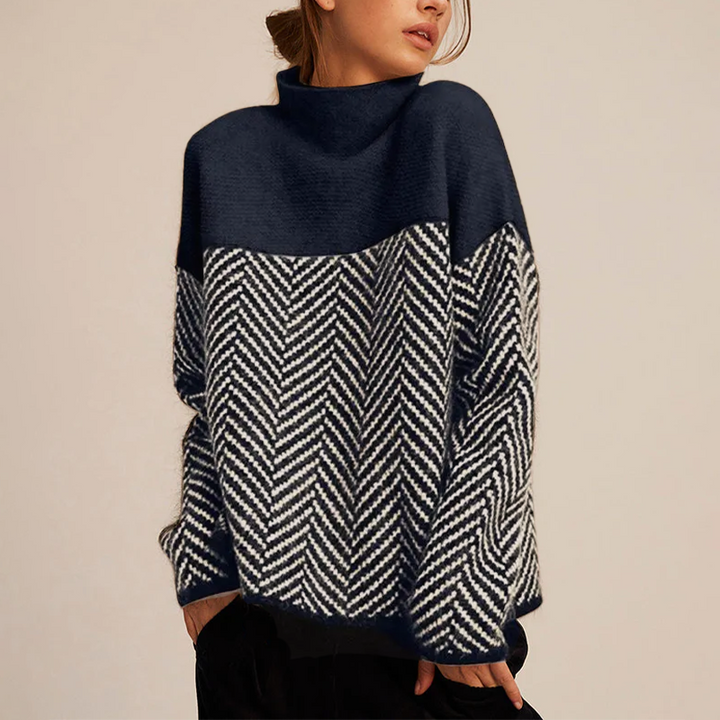 NORA™ | Pull à col montant bicolore