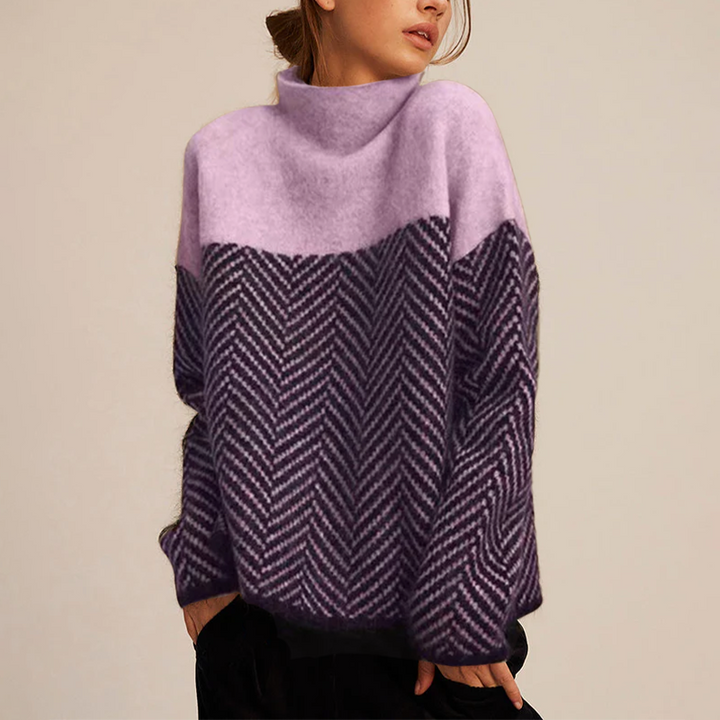 NORA™ | Pull à col montant bicolore