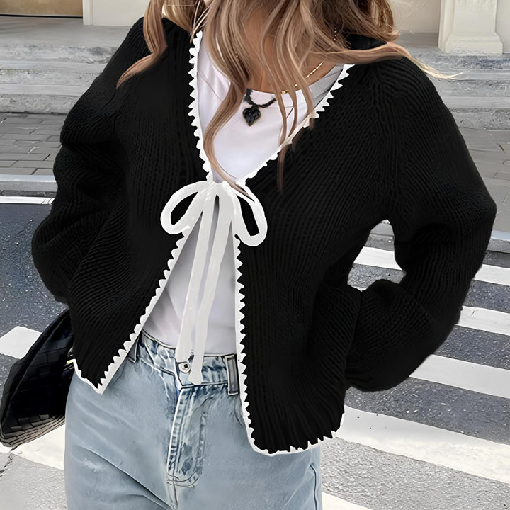 ALULAH™ - Gilet chic à manches longues et ouverture sur le devant avec ruban