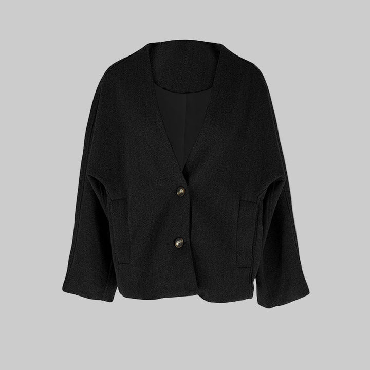 LAYA™ - Manteau chic à manches longues et col en V boutonné