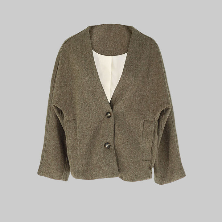 LAYA™ - Manteau chic à manches longues et col en V boutonné