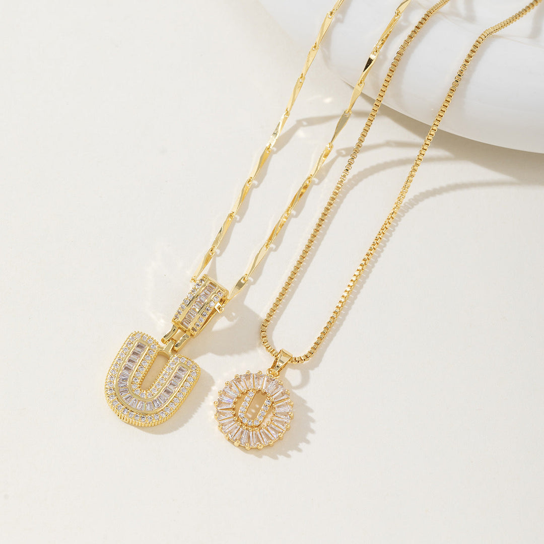 AISHA™ - Colliers pendentifs élégants avec initiale (lot de 2)