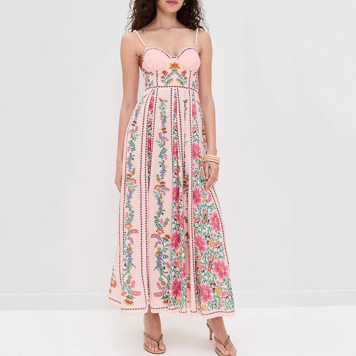 IDONNA™ – Robe longue d'été élégante sans manches à imprimé floral.