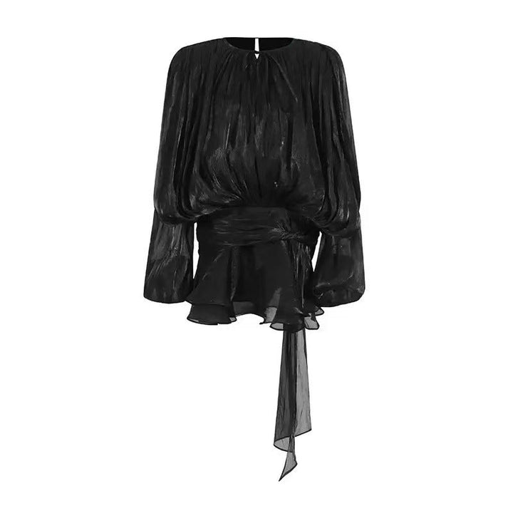 SARA™ - Ensemble deux pièces jupe à volants, manches lanternes et fermeture à nouer sur le devant