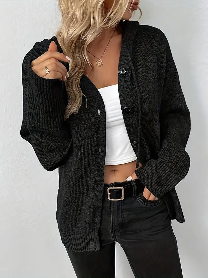 MILSA™ - Gilet à capuche uni et confortable avec boutons sur le devant