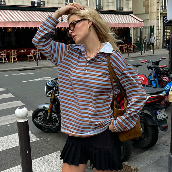 SCARLETT™ - Haut décontracté à rayures et col oversize