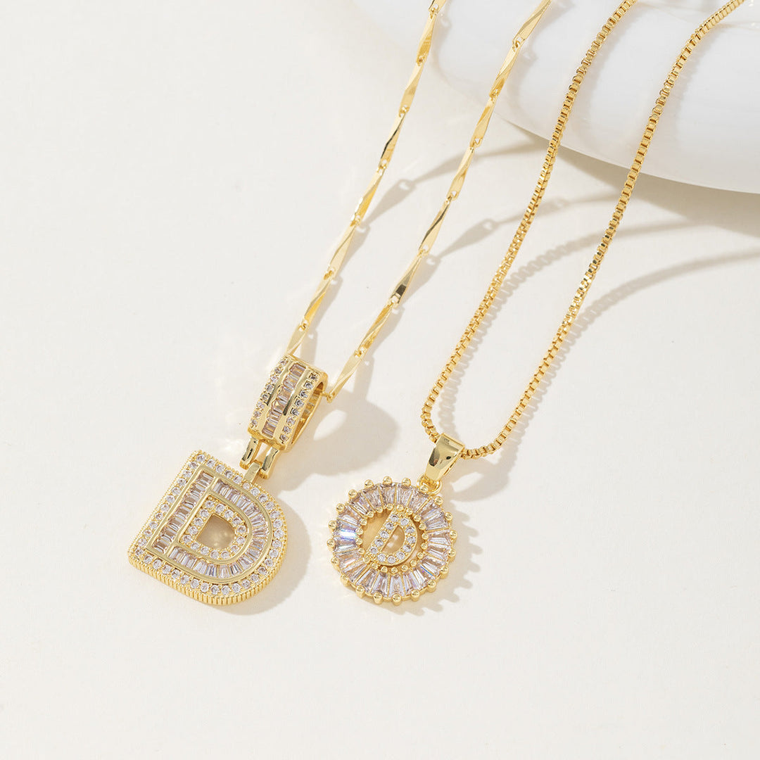 AISHA™ - Colliers pendentifs élégants avec initiale (lot de 2)