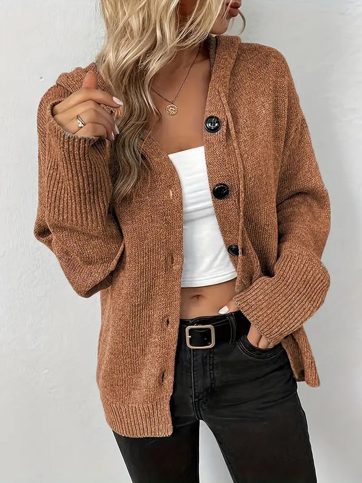 MILSA™ - Gilet à capuche uni et confortable avec boutons sur le devant