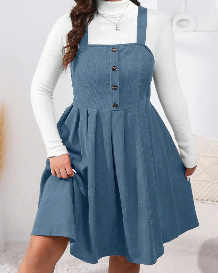 NADELEINE™ - Robe mini sans manches plissée grande taille décontractée
