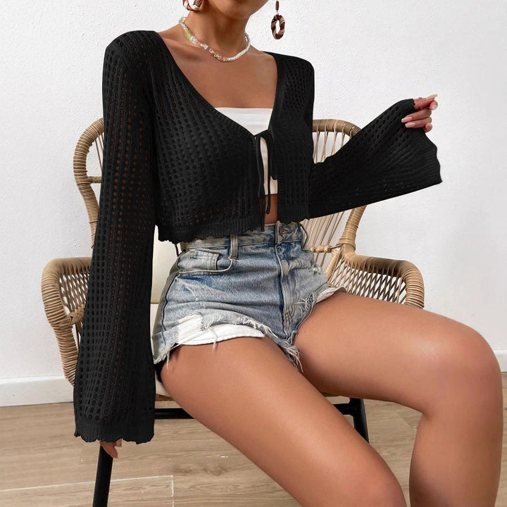 LANI™ – Gilet court léger à nouer sur le devant et col en V