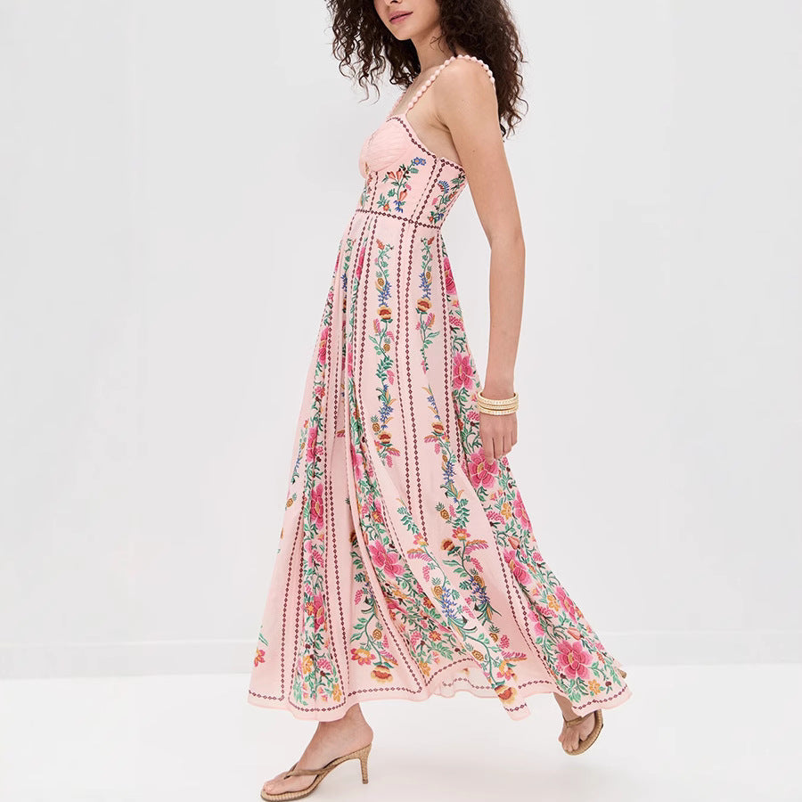 IDONNA™ – Robe longue d'été élégante sans manches à imprimé floral.
