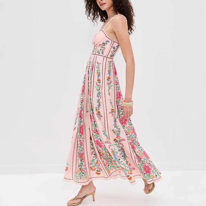 IDONNA™ – Robe longue d'été élégante sans manches à imprimé floral.