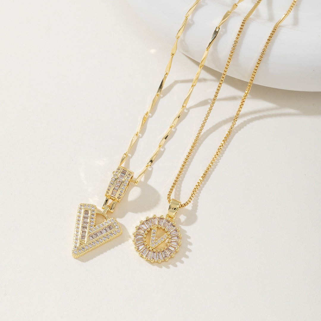 AISHA™ - Colliers pendentifs élégants avec initiale (lot de 2)