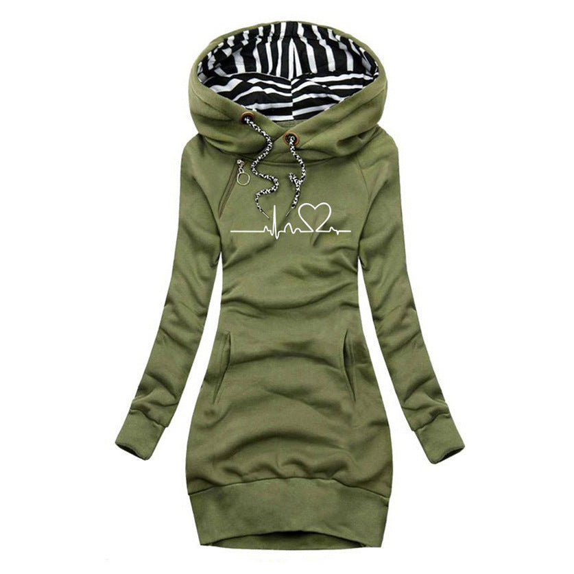 PULSE™ - Sweat à capuche confortable à motif battements de cœur 