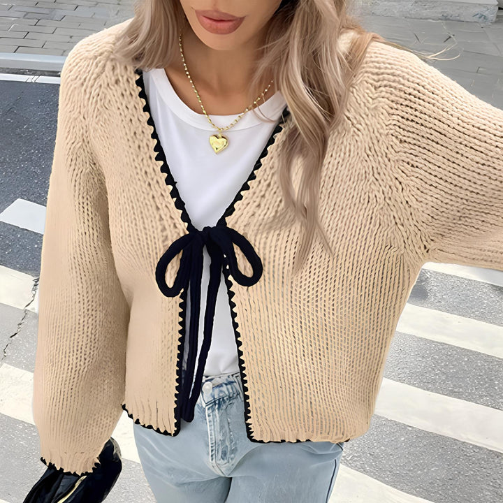 ALULAH™ - Gilet chic à manches longues et ouverture sur le devant avec ruban
