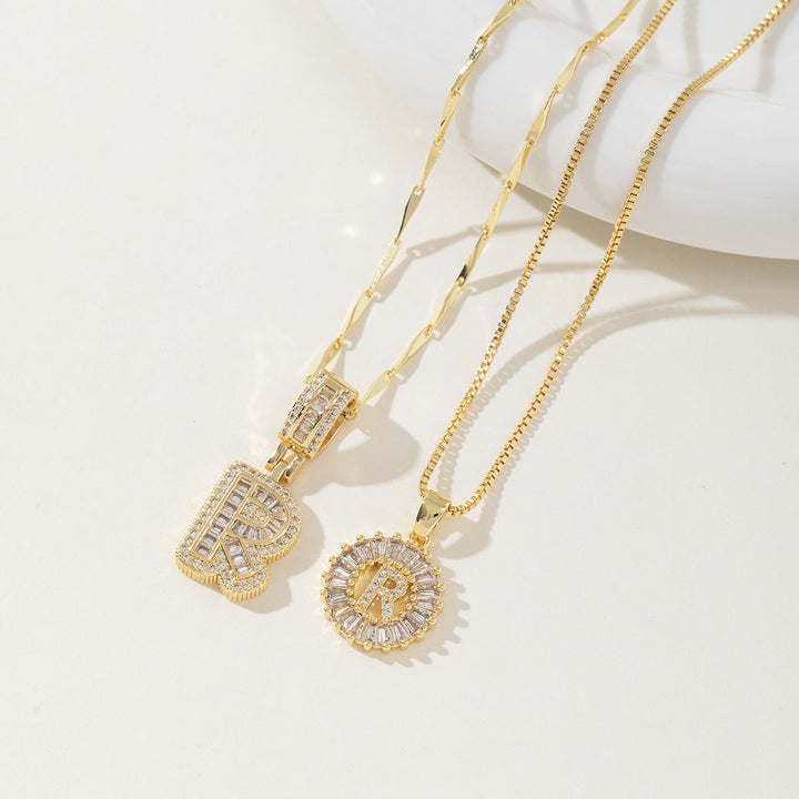 AISHA™ - Colliers pendentifs élégants avec initiale (lot de 2)